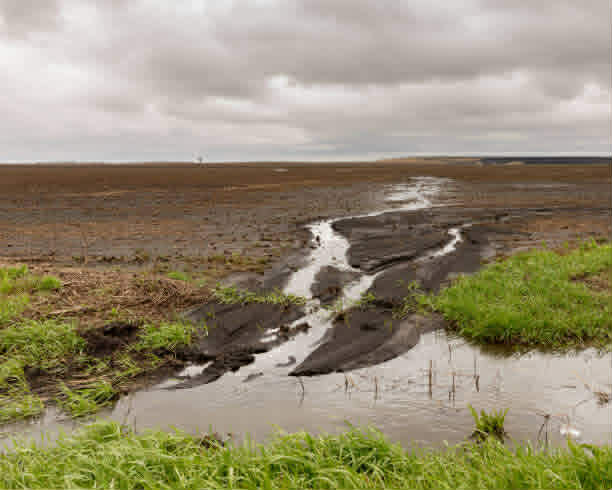 Soil erosion and muddy water runoff from deforested land